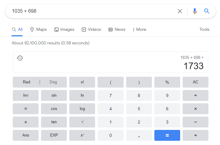 do calculations from google search